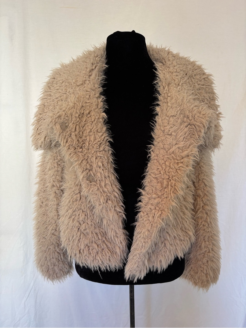 Zara Faux Fur Teddy Jacket Cream Mob Wife Quiet Luxury Fairycore Small